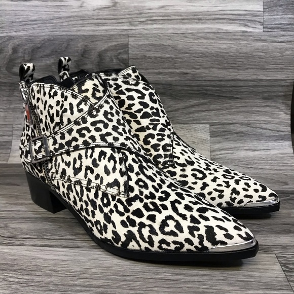 Marc Fisher Yanilaly White Leopard Print Booties